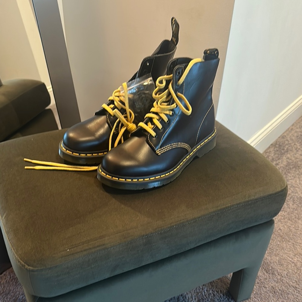 Dr. Martens Black and Yellow Combat Boots